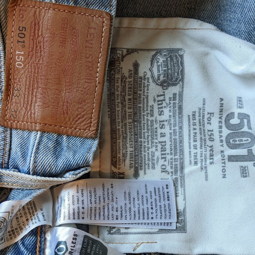 Levi's Blue Patchwork Straight Jeans - image 4